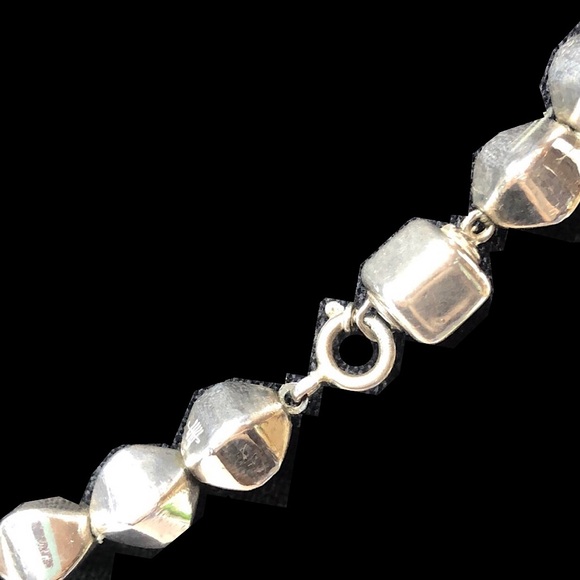 VINTAGE Sterling Silver Art Deco Beaded Modern Necklace - Picture 8 of 16